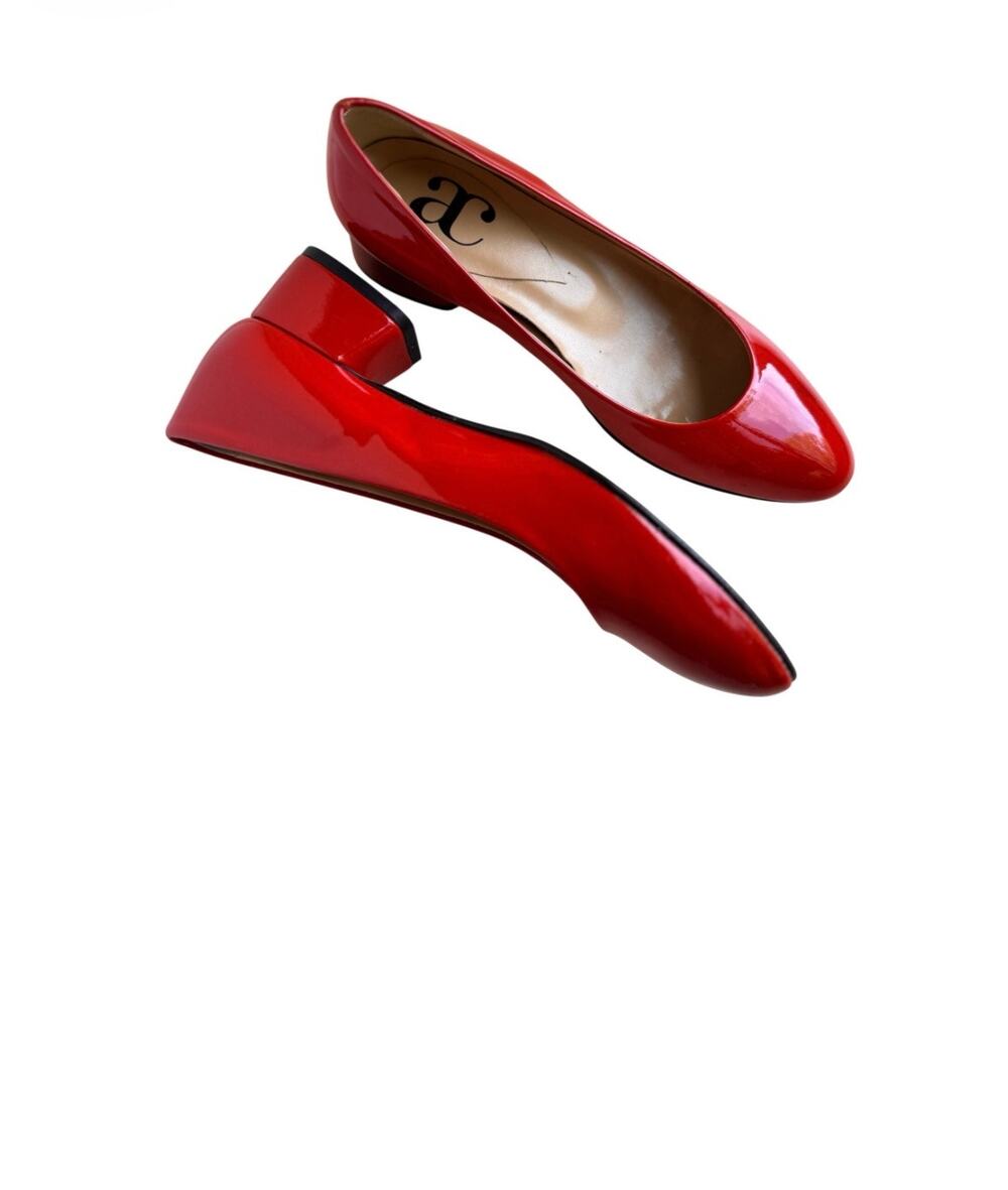 Andrea Carrano Fibbieta Red Patent Leather Pointed Toe Pumps Heels EU 38